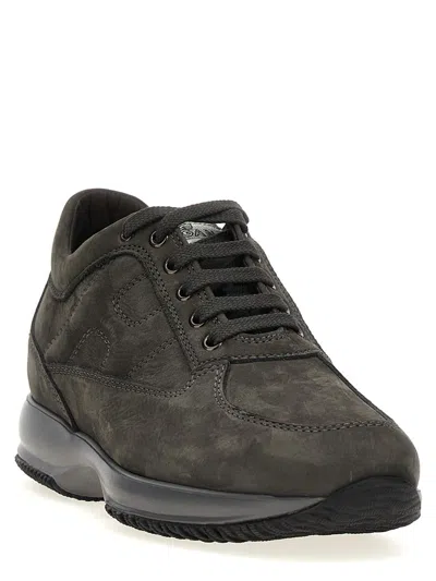 Hogan Interactive Sneakers In Nubuck In Brown