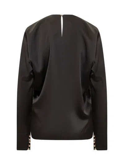 Lanvin Draped Long-sleeved Blouse In Black