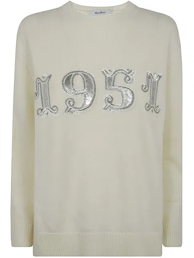 Max Mara Plata 1951 Strass Jersey Sweater In White