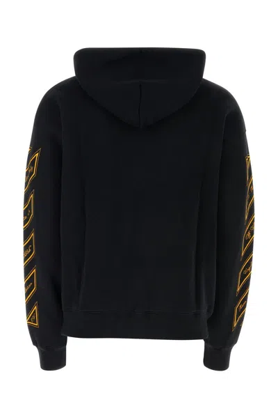 Shop Off-white Printed Cotton Hoodie In Black