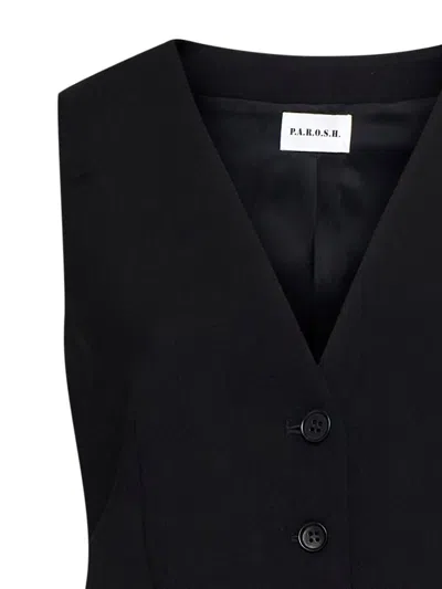 P.a.r.o.s.h Black Vest With Button Closure In Fabric Woman In Black