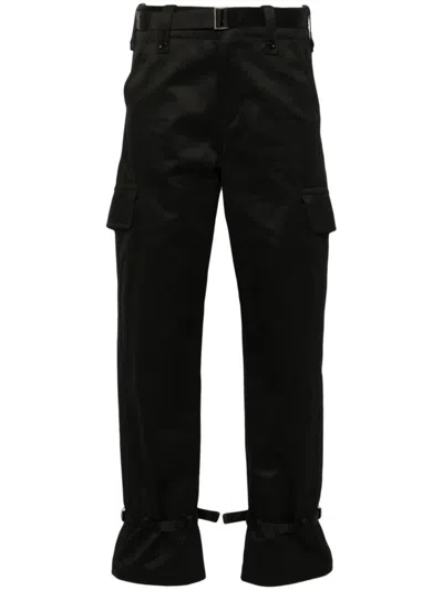 Sacai Blue Cargo Pant Wool Suiting In Black