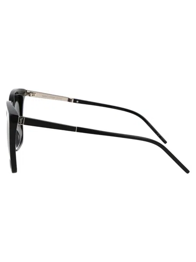 Shop Saint Laurent Eyewear Sunglasses In 001 Black Silver Black