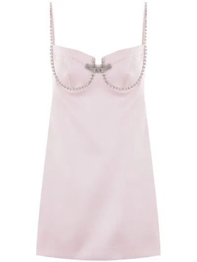 Shop Self-portrait Diamante Satin Mini Dress In Pink