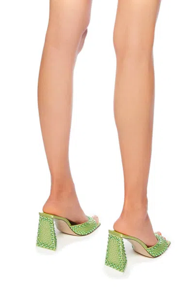Attico Rhinestone-covered Block Heel Mules In Green