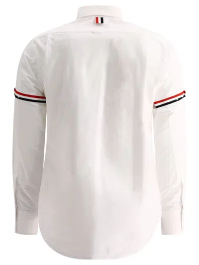 Thom Browne Long-sleeve Cotton Shirt With Striped Sleeve Accents In White