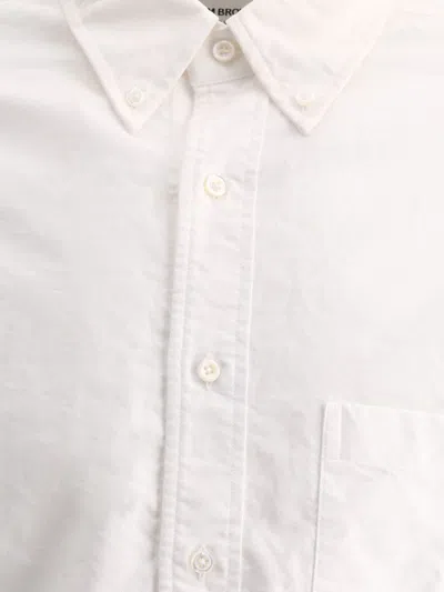 Thom Browne Long-sleeve Cotton Shirt With Striped Sleeve Accents In White