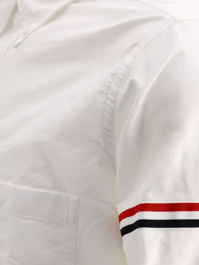 Thom Browne Long-sleeve Cotton Shirt With Striped Sleeve Accents In White