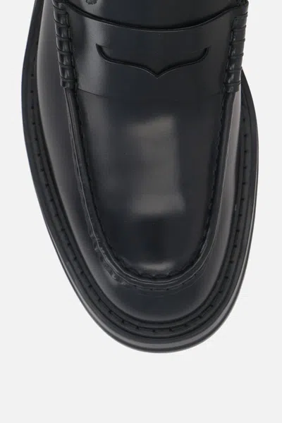 Tod's Smooth Leather Loafers In Black