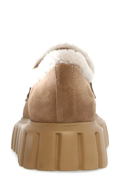 Voile Blanche Grenelle Genuine Shearling & Suede Platform Loafer In Brown