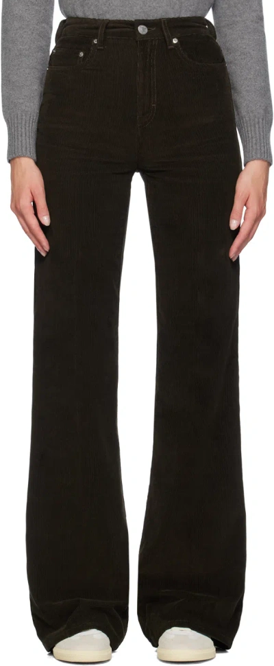 Shop Ami Alexandre Mattiussi Brown Flared Trousers In Dark Coffee/221