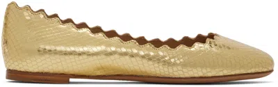 Shop Chloé Gold Lauren Ballerina Flats In 9da Gold Color