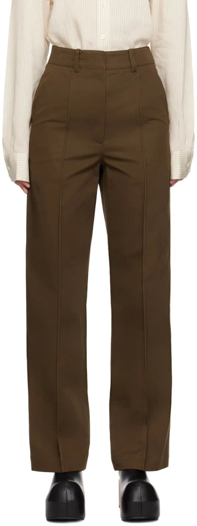 Shop Recto Brown Pinched Seam Trousers In Vintage Brown