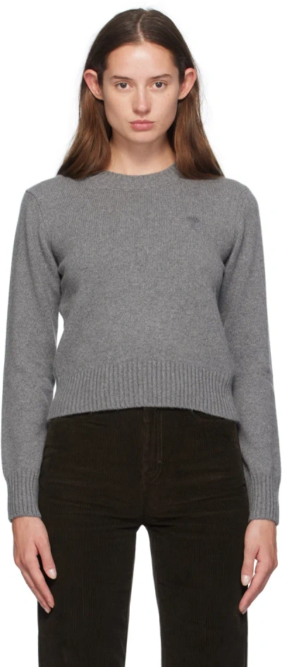 Shop Ami Alexandre Mattiussi Gray Cashmere Ami De Cœur Sweater In Light Grey/052