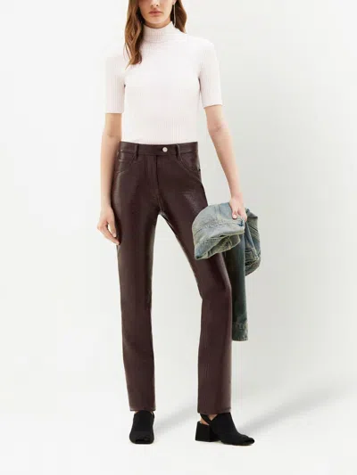 Courrèges 5 Pockets Vinyl Pants In Red