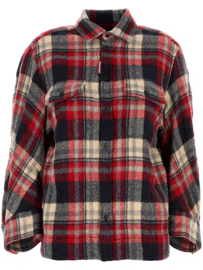 Dsquared2 Dsquared Woman Embroidered Flannel Dean Shirt In Red