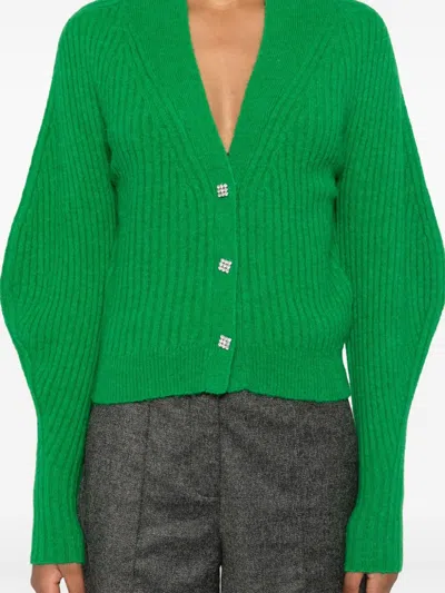 Shop Liu •jo Ribbed-knit Cardigan In Grün