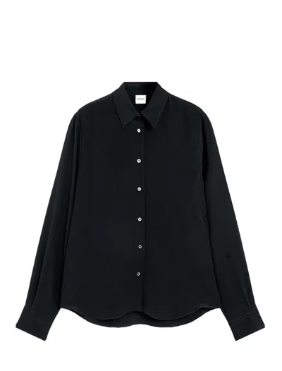 Aspesi Camicia In Crepe De Chine Di Seta - Nero In Black