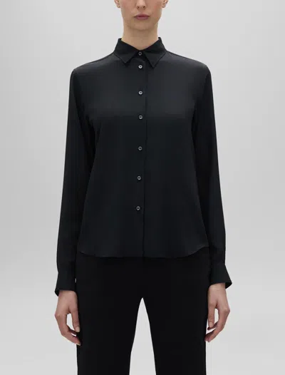 Aspesi Camicia In Crepe De Chine Di Seta - Nero In Black