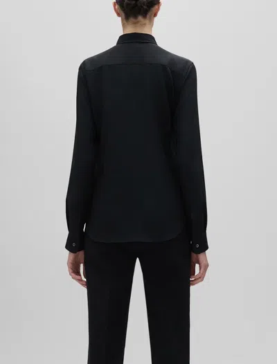 Aspesi Camicia In Crepe De Chine Di Seta - Nero In Black