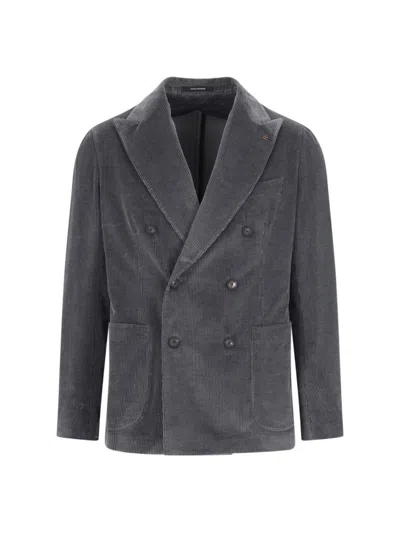 Tagliatore Casual Jacket With Back Vent And Front Pockets In Grey