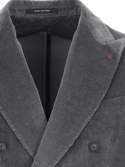Tagliatore Casual Jacket With Back Vent And Front Pockets In Grey