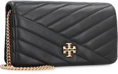 Shop Tory Burch Kira Leather Wallet On Chain In Black