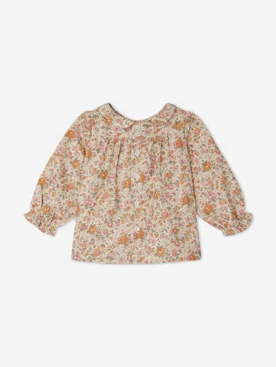 Bonpoint Cotton Blend Blouse With Floral Pattern In Multicoloured