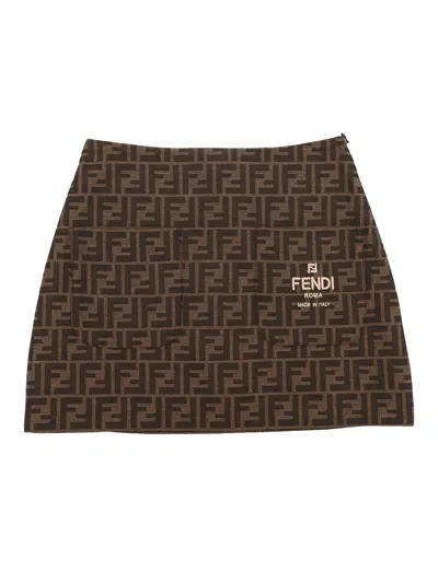 Fendi Jr Ff Canvas Skirt In Orange