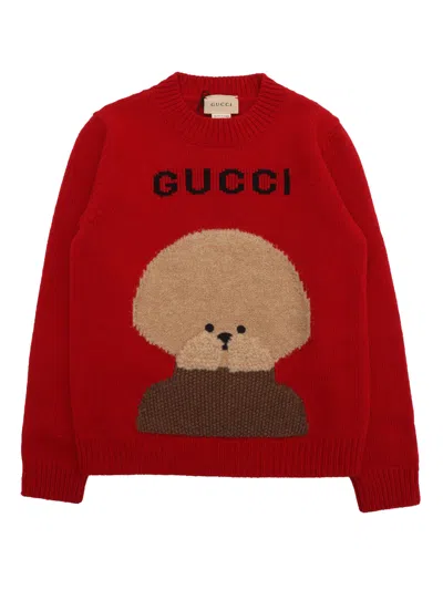 Shop Gucci J L/s Crew Neck Wo Plain St W/ In Red