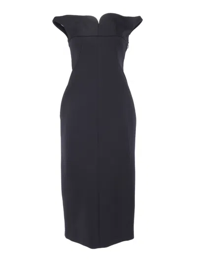 Philosophy Di Lorenzo Serafini Off-the-shoulder Tech Crepe Midi Dress In Black