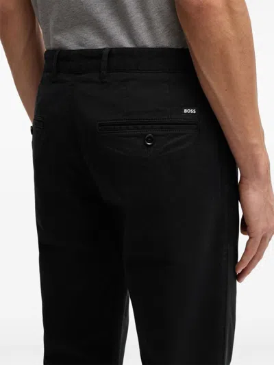 Shop Hugo Boss Mid-rise Straight-leg Chinos In 黑色