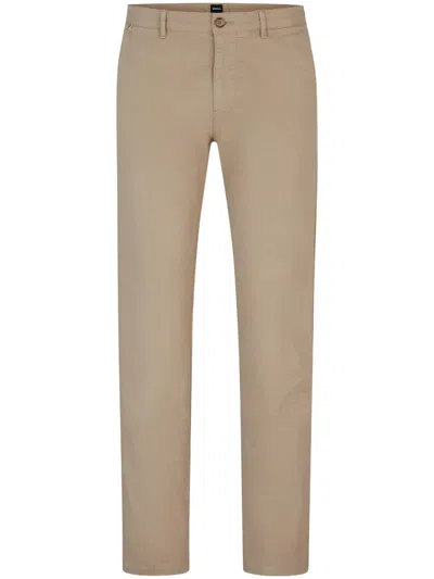 Shop Hugo Boss Mid-rise Straight-leg Chinos In 中性色