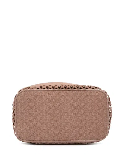 Pre-owned Dior 2020 Mesh Embroidered Travel Case Vanity Bag In 粉色