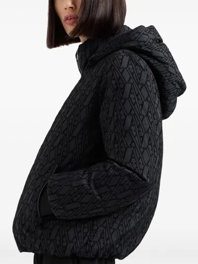 Armani Exchange Jacquard Pattern Hooded Jacket In 黑色