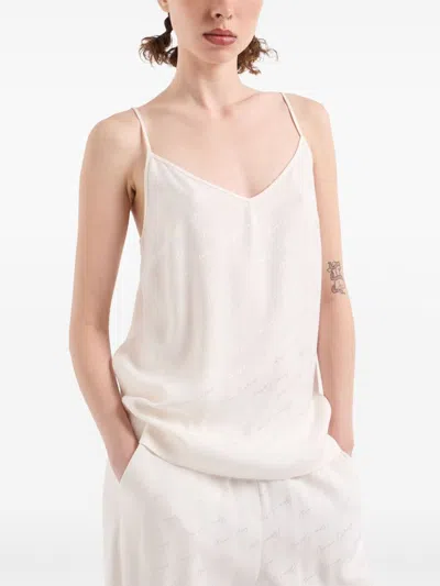 Armani Exchange Monogram-pattern Tank Top In 白色