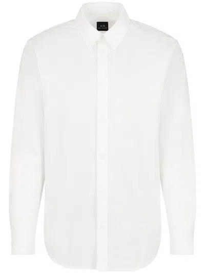 Armani Exchange Official Store Slim Fit Stretch Lyocell Twill Button Up Shirt In 白色