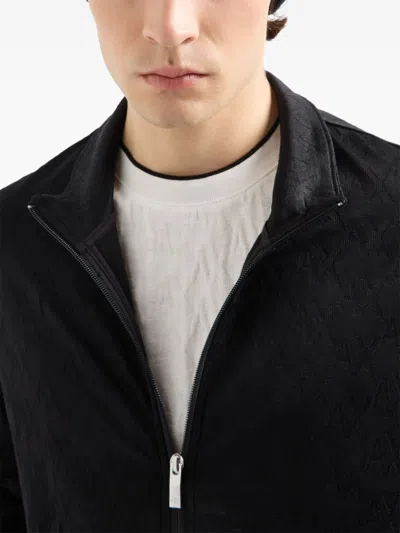 Shop Armani Exchange Zip-up Cardigan In 黑色