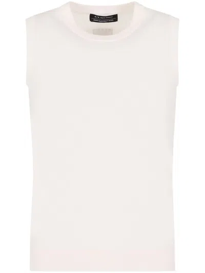 Armani Exchange Logo-patch Knit Tank Top In 白色