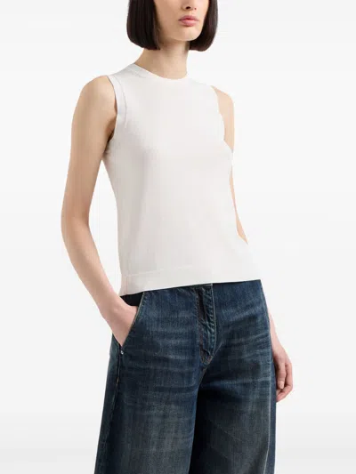 Armani Exchange Logo-patch Knit Tank Top In 白色