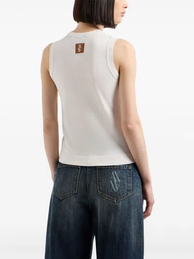 Armani Exchange Logo-patch Knit Tank Top In 白色