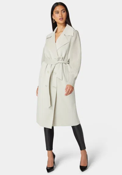 Bebe Sweater Sleeve Double Face Coat In Stone