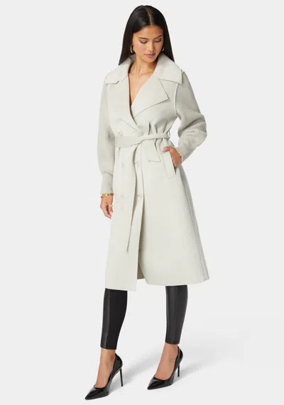 Bebe Sweater Sleeve Double Face Coat In Stone