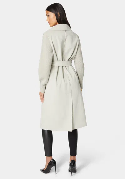 Bebe Sweater Sleeve Double Face Coat In Stone