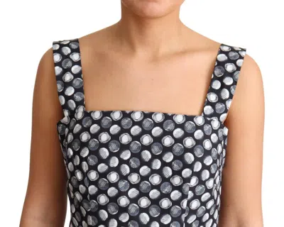 Dolce & Gabbana Blue Geometric Cotton A-line Gown Dress In Blue