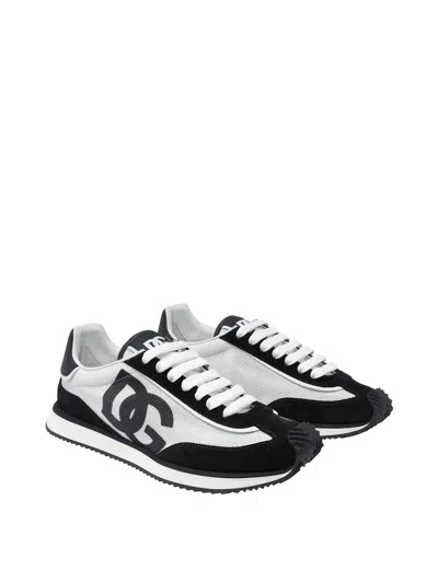 Dolce & Gabbana Mixed-material Dg Cushion Sneakers In Blanco
