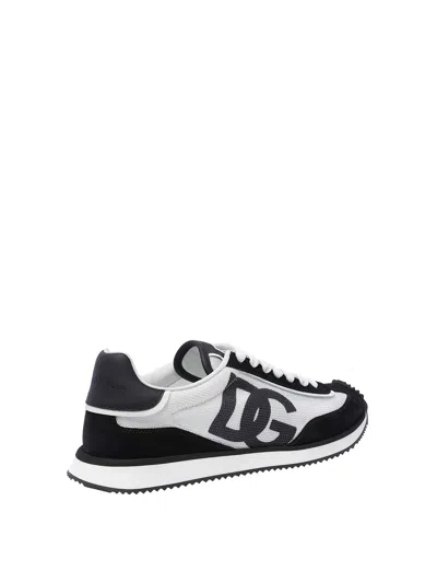 Dolce & Gabbana Mixed-material Dg Cushion Sneakers In Blanco