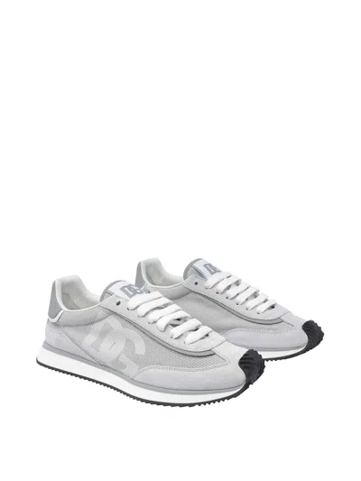 Dolce & Gabbana Man Grey Suede And Mesh Dg Aria Sneakers In Gris