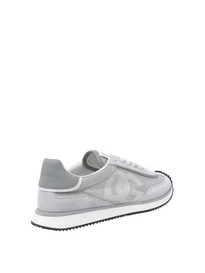Dolce & Gabbana Man Grey Suede And Mesh Dg Aria Sneakers In Gris