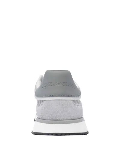 Dolce & Gabbana Man Grey Suede And Mesh Dg Aria Sneakers In Gris